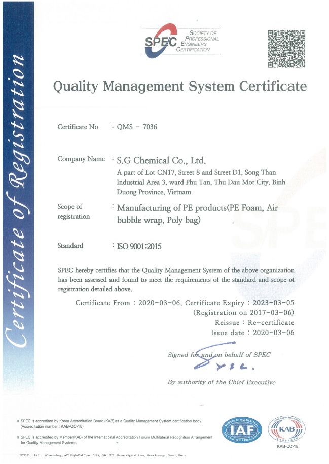 CÔNG TY TNHH HÓA CHẤT S.G