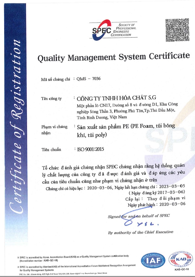 CÔNG TY TNHH HÓA CHẤT S.G